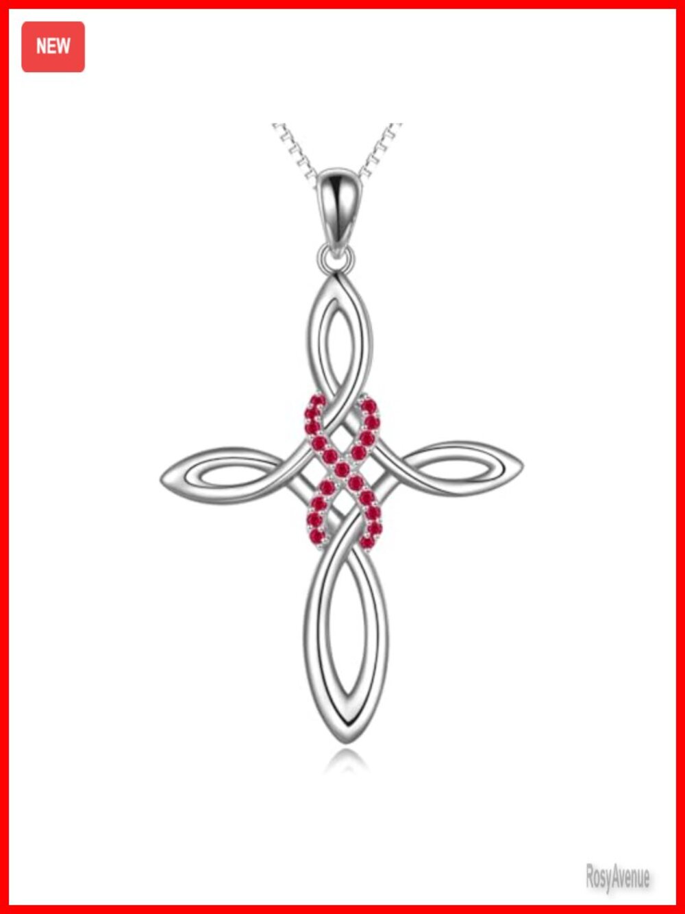 Sterling Silver Celtic Knot Cross Necklace July Birthstone Pendant